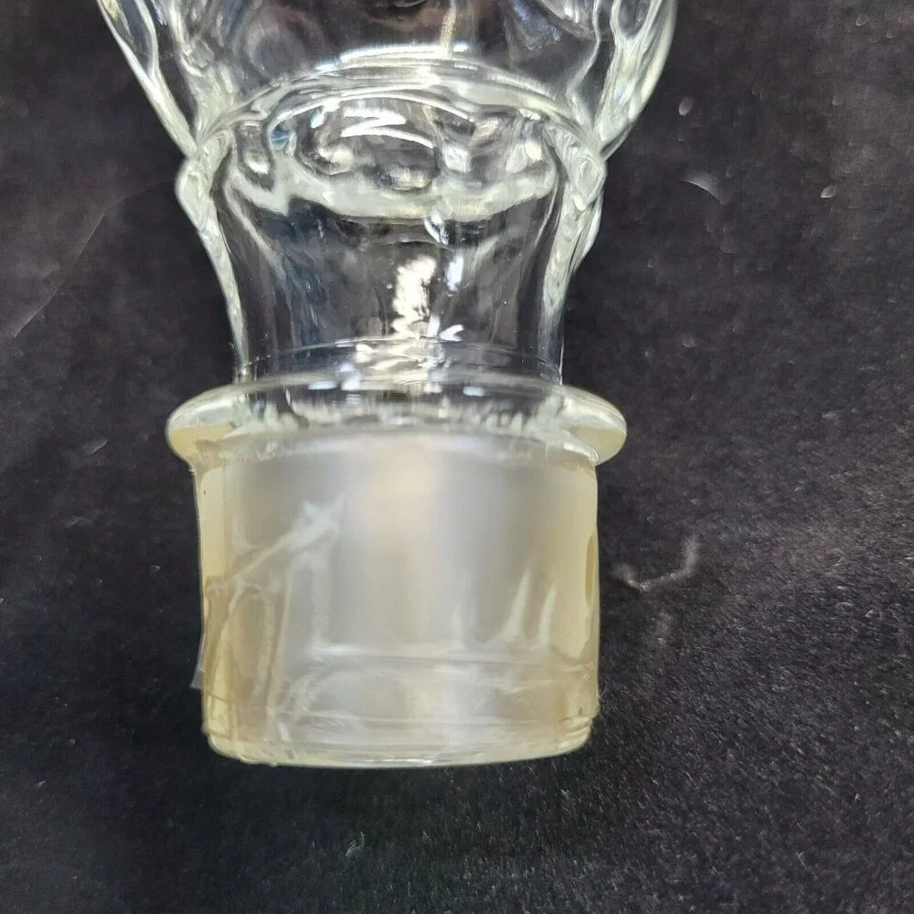 Pressed‎ Glass Liquor Decanter Clear Diamond Pattern Stopper 14.5in Vtg